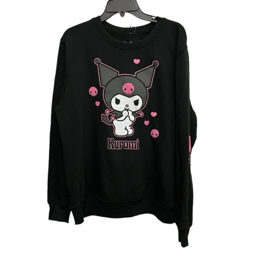 Bioworld Kuromi Graphic Crewneck Sweatshirt - Black & Pink